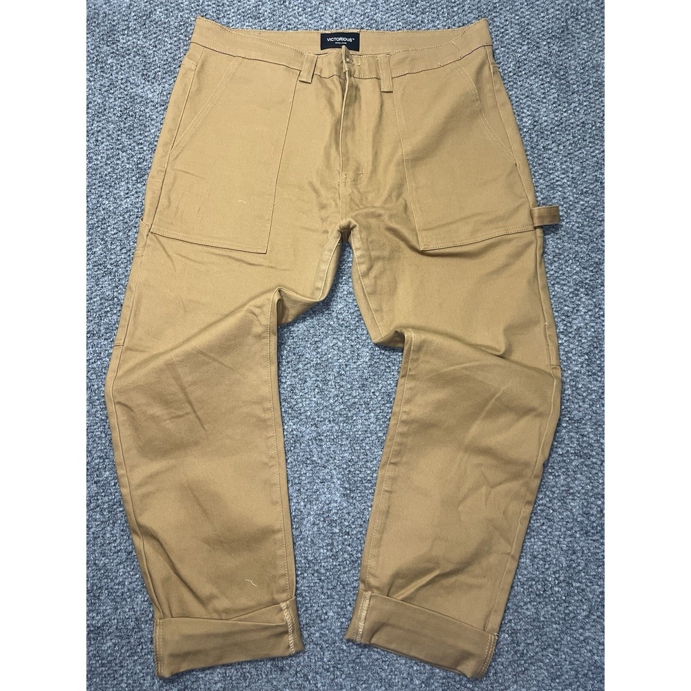Victorious Men's Essential Carpenter Colored Twill Jeans Khaki Size 38